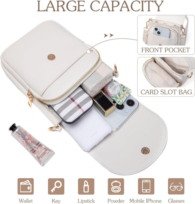 Viverte Crossbody Purse for Teen Girls Small Initial Cell Phone Toddler Purse Leather Triple Compartment Crossbody Bags - Image 3
